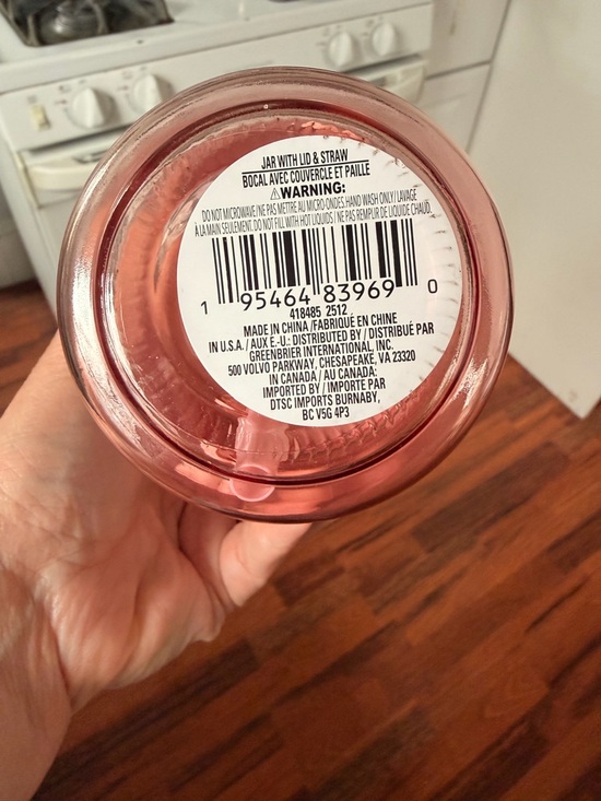 Pink Glass mason style tumbler with Lid and Straw - Picture 7 of 7